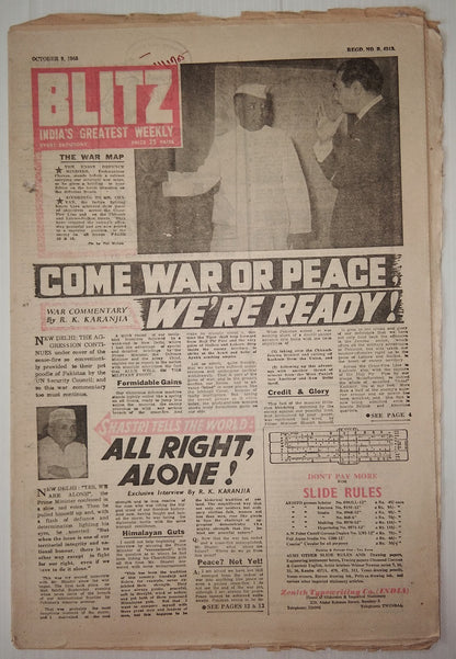 India Blitz OCTOBER 1965 WAR OR PEACE WE ARE READY