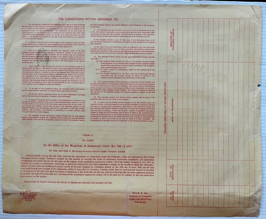 India c.1945 The United Provinces Electric Supply Company