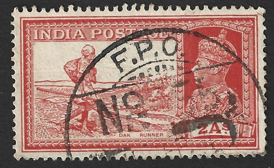 India KGVI 1937 2a Dak Runner canc. FPO 55 HABBANIYA, Iraq
