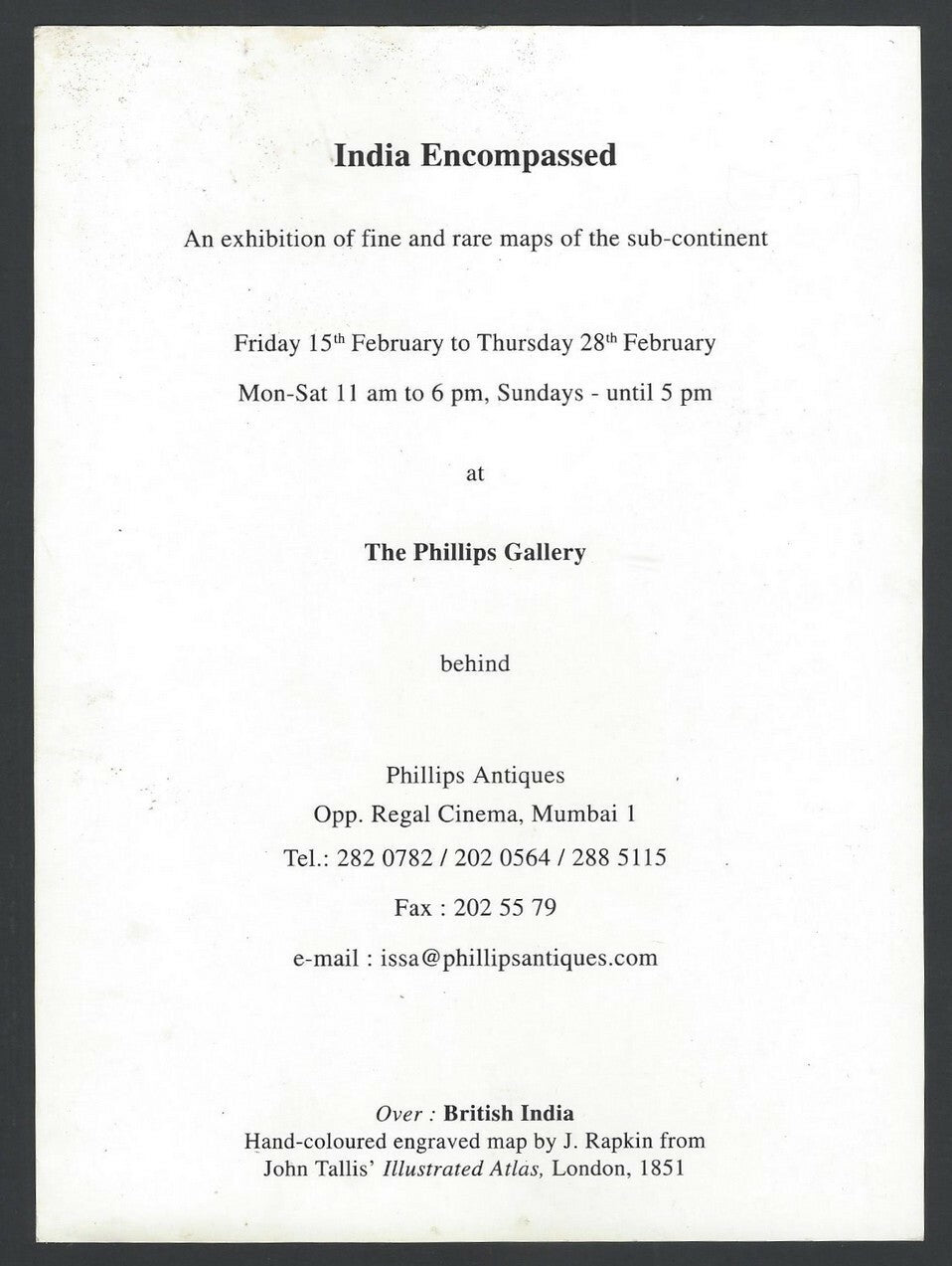 Vintage invitation card with a reproduced map of Ancient India