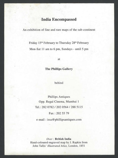 Vintage invitation card with a reproduced map of Ancient India