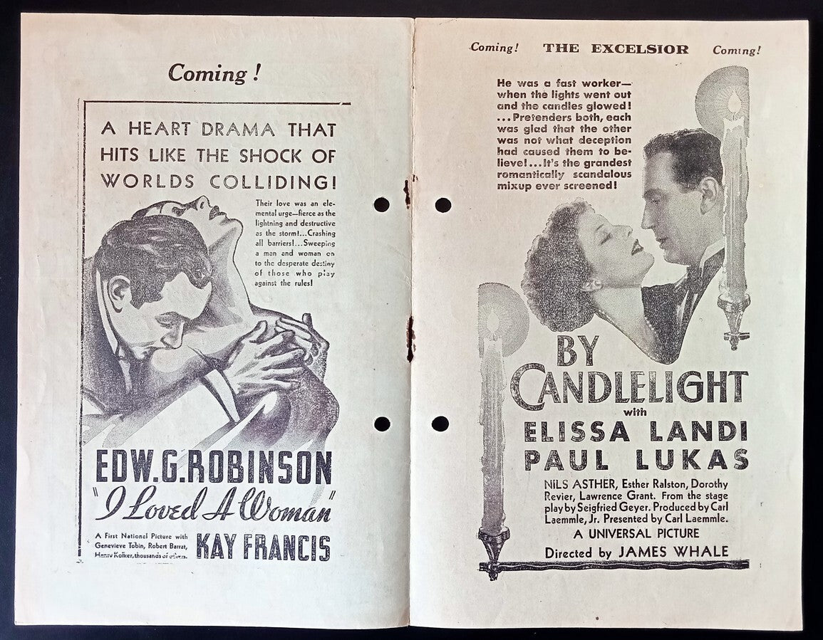 India 1930s EXCELSIOR Bombay movie programme