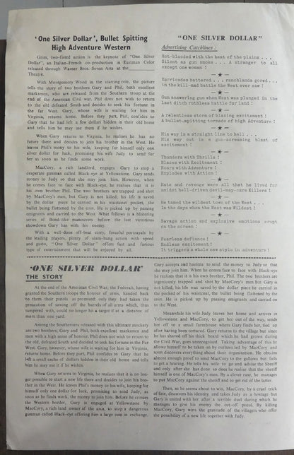 1973 One Silver Dollar double sheet India pressbook 9” x 14” Montgomery Wood