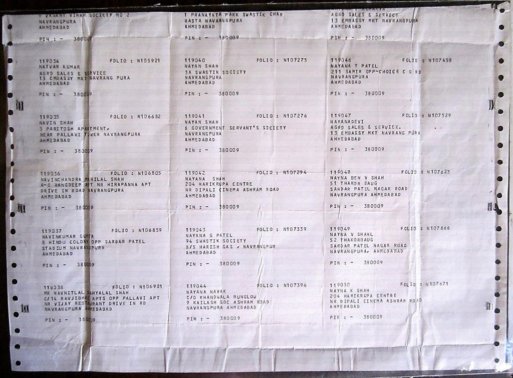 India 1991 complete sheet of commemoratives used on a certificate of posting