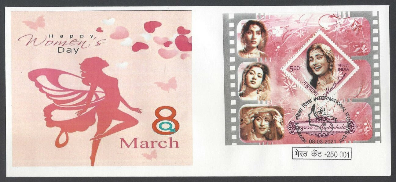 AOP India 2021 WOMEN'S DAY event cover with 2008 Madhubala MS set of 5 
