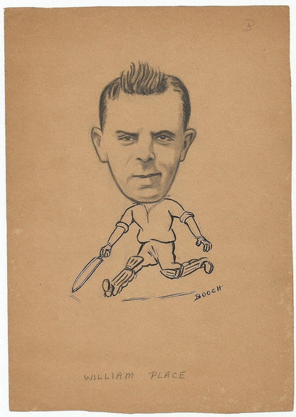 Cricket William Place 1940s sketch by cartoonist R Booch India Ӝ