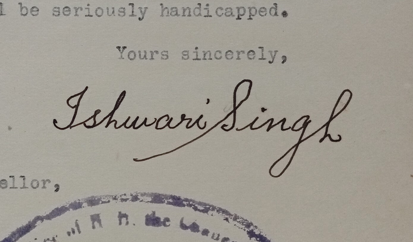 BUNDI STATE India 1941 crested letter signed Maharaja Ishwari Singh