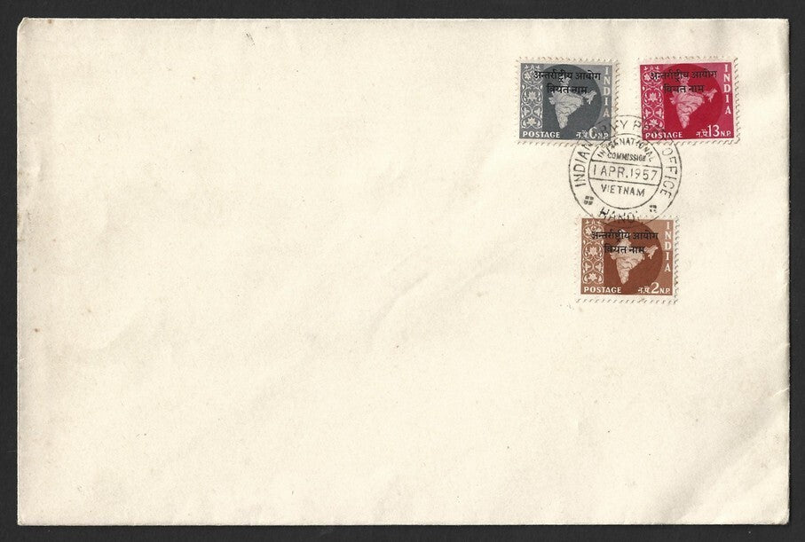(AOP) India UN Forces In Indo China 1957 3v on FDC - HANOI
