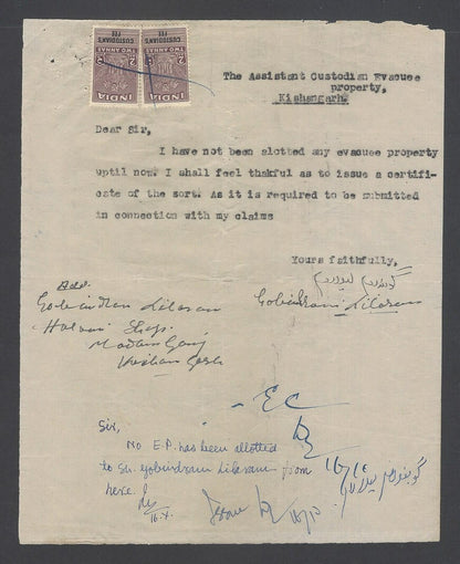 India revenues Custodian of Evacuee Properties document wi 1948 CUSTODIAN FEES