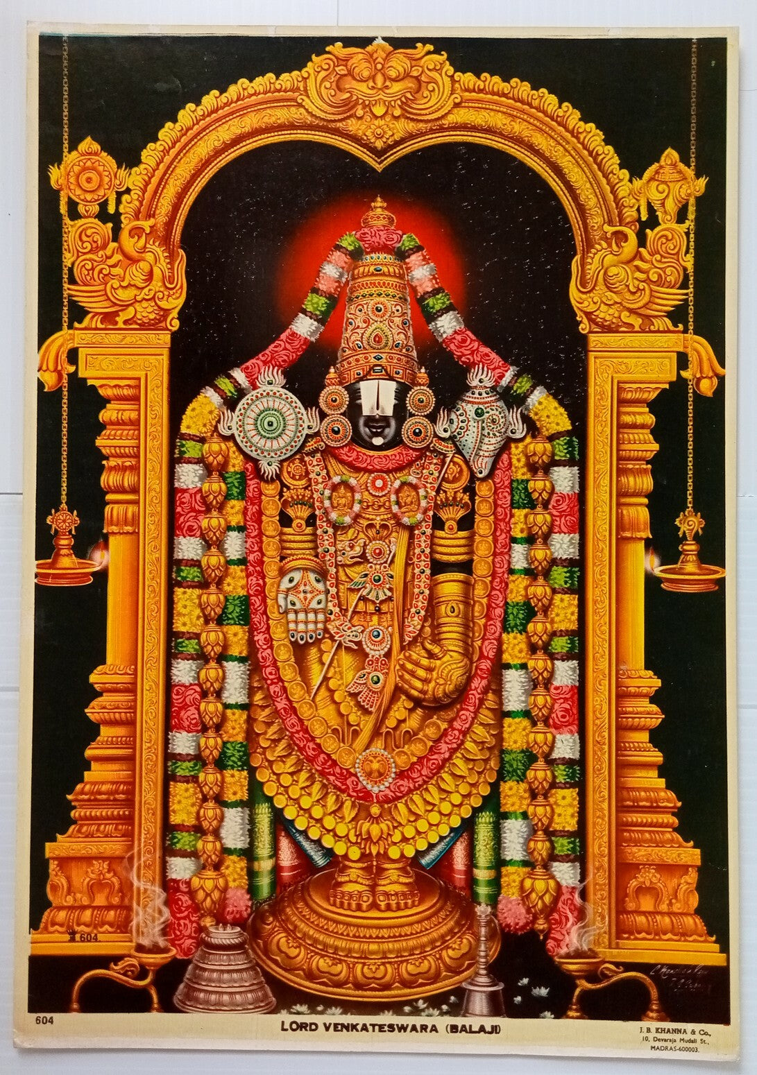 AOP India LORD VENKATESWARA Hindu God Poster J.B.KHANNA & Co. 49cm x 34cm R