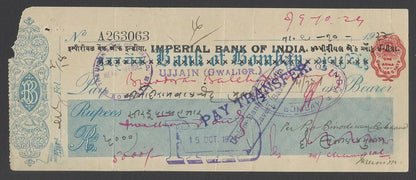 AOPIMT India Gwalior State impressed 1a red Serpentine revenue stamp on check