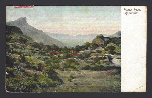India vintage color postcard DUKE’S NOSE KHANDALA used 1906 to England