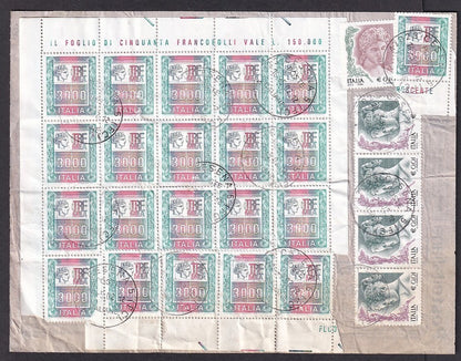 Italy 2002 parcel card to India wi a combination of Lire & Euro currency issues