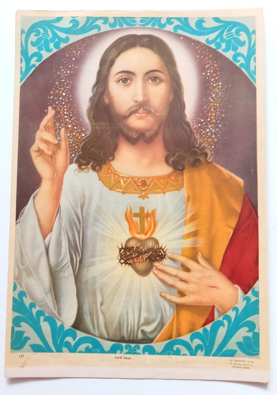 India vintage poster Lord Jesus 10"x14" inches by J B Khanna R
