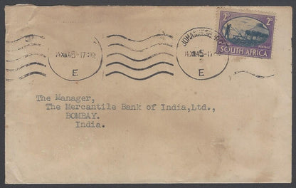AOP South Africa 1933 2d single franked cover canc Johannesburg to India