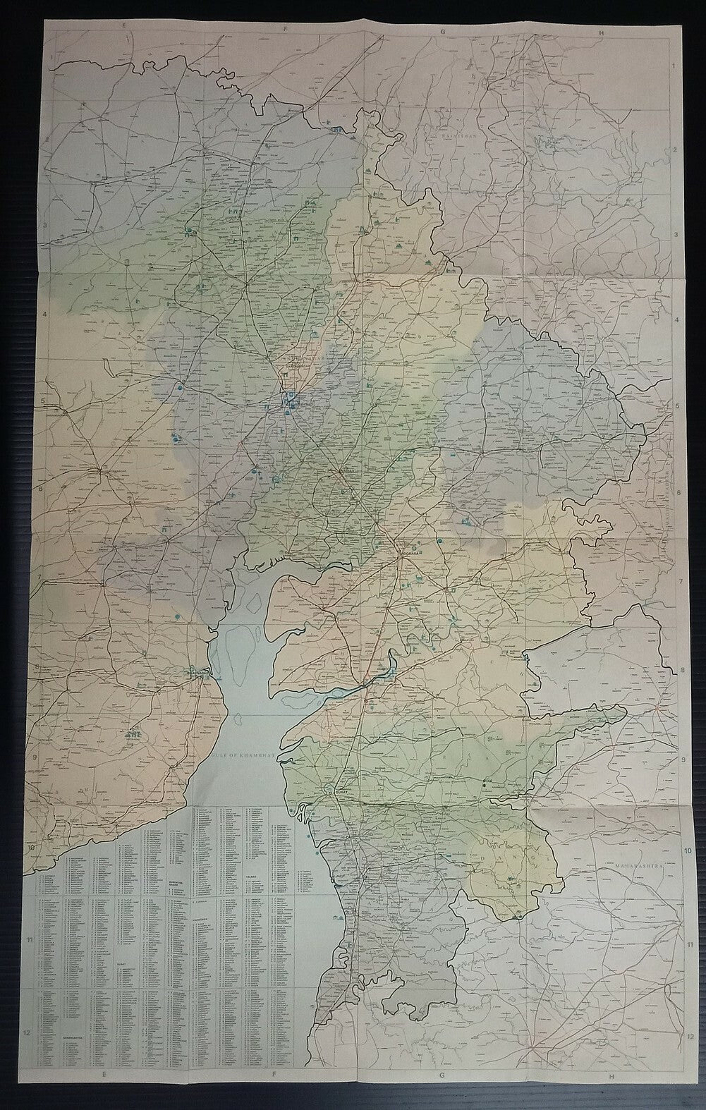 AOP India vintage tourist brochure GUIDE MAP OF GUJARAT 52x85cm