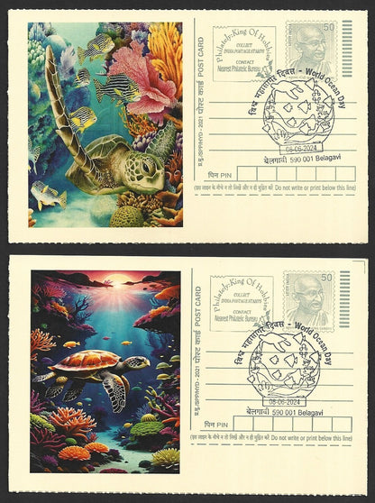India 2024 World Ocean Day cards TORTOISE & FISH (10)