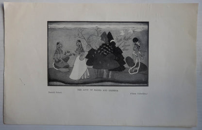 India Love of Radha & Krishna Basohli School vintage 2 side print 14" x 9 1/2"