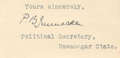 India 1931 crested letter THE SECRETARIAT / NAWANAGAR STATE signed Political Sec