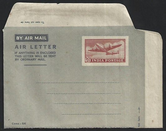 India 1951 10a aerogramme, mint. HG #FG10