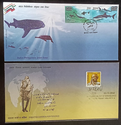 India 2009 First Day cover collection (33), many with unused brochures