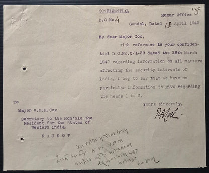 India WW2 1942 Questionnaire re: ILL INTENTIONED ALIENS 5TH COLUMNISTS