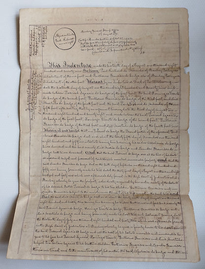 AOP India 1879 Indenture with hand drawn stamp & seals