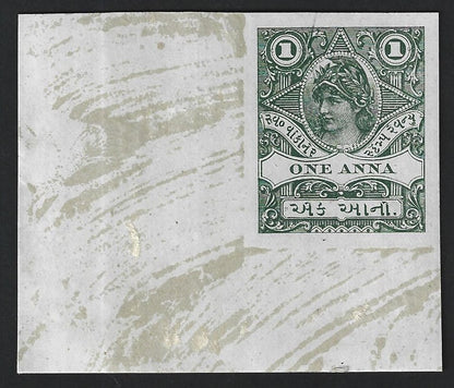 India Wankaner State revenue stamp essay with Liberty head ex Dickinson card