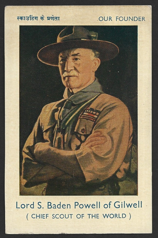 India Bharat Scouts & Guides 1974 Silver Jubilee postcard - Lord Baden Powell