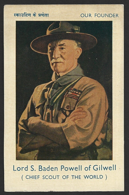 India Bharat Scouts & Guides 1974 Silver Jubilee postcard - Lord Baden Powell
