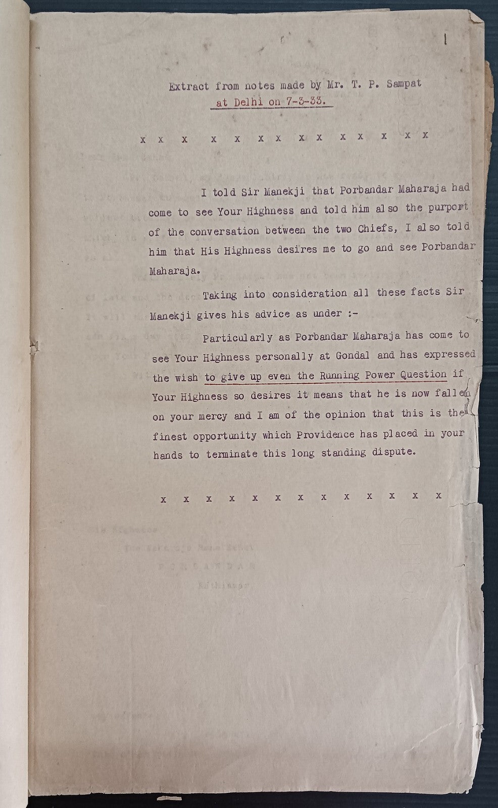 India 1933 Gondal Porbandar Dispute correspondence incl. 20 signed by Maharajas