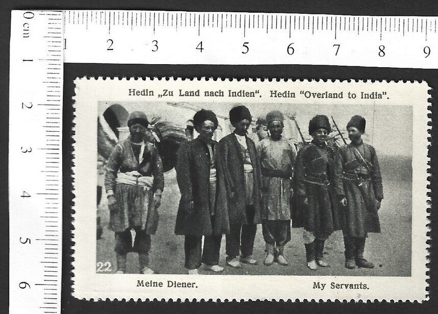Vintage OVERLAND TO INDIA poster stamp - MY SERVANTS zaz