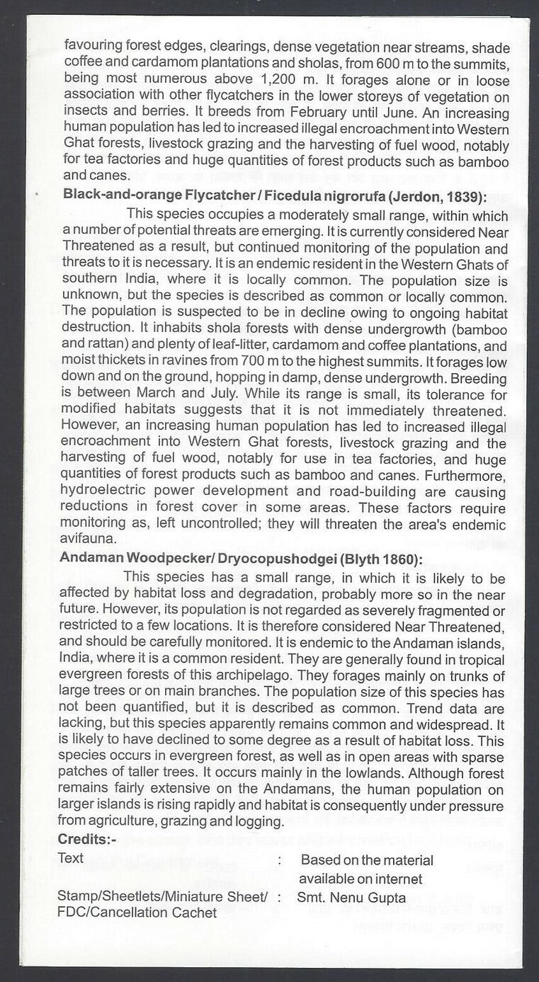 India 2016 Near Threatened BIRDS used brochure