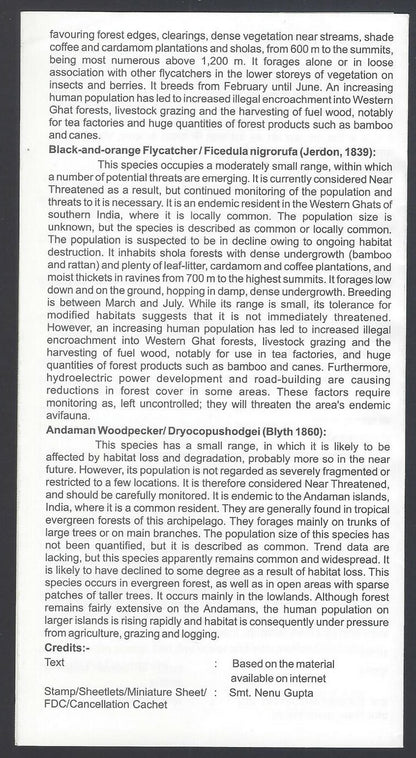 India 2016 Near Threatened BIRDS used brochure