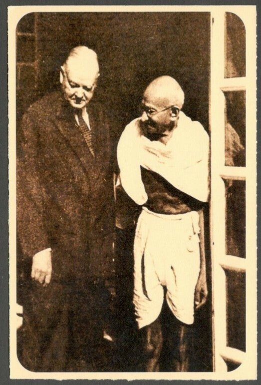 AOP India full back pictorial 50p Gandhi postal card GANDHI 