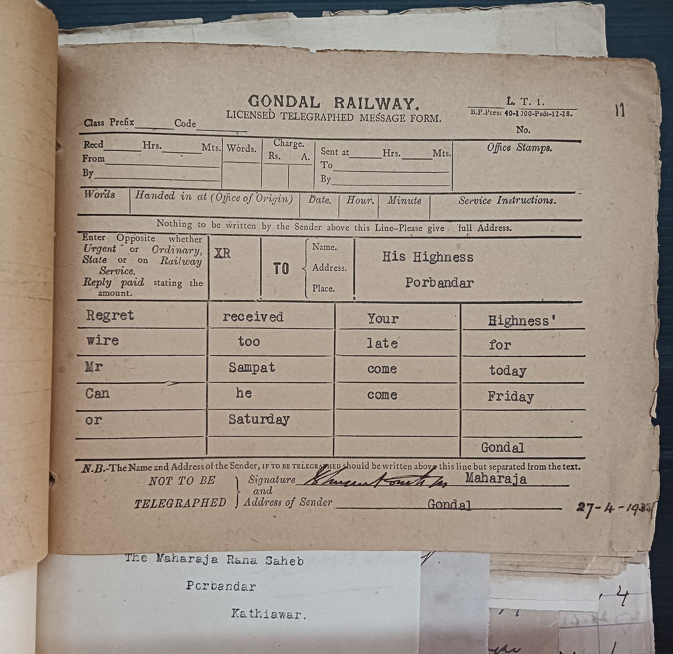 India 1933 Gondal Porbandar Dispute correspondence incl. 20 signed by Maharajas
