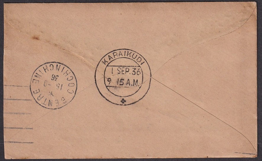 Indo China #J67/J71 1931 Postage Dues on unpaid cover to India