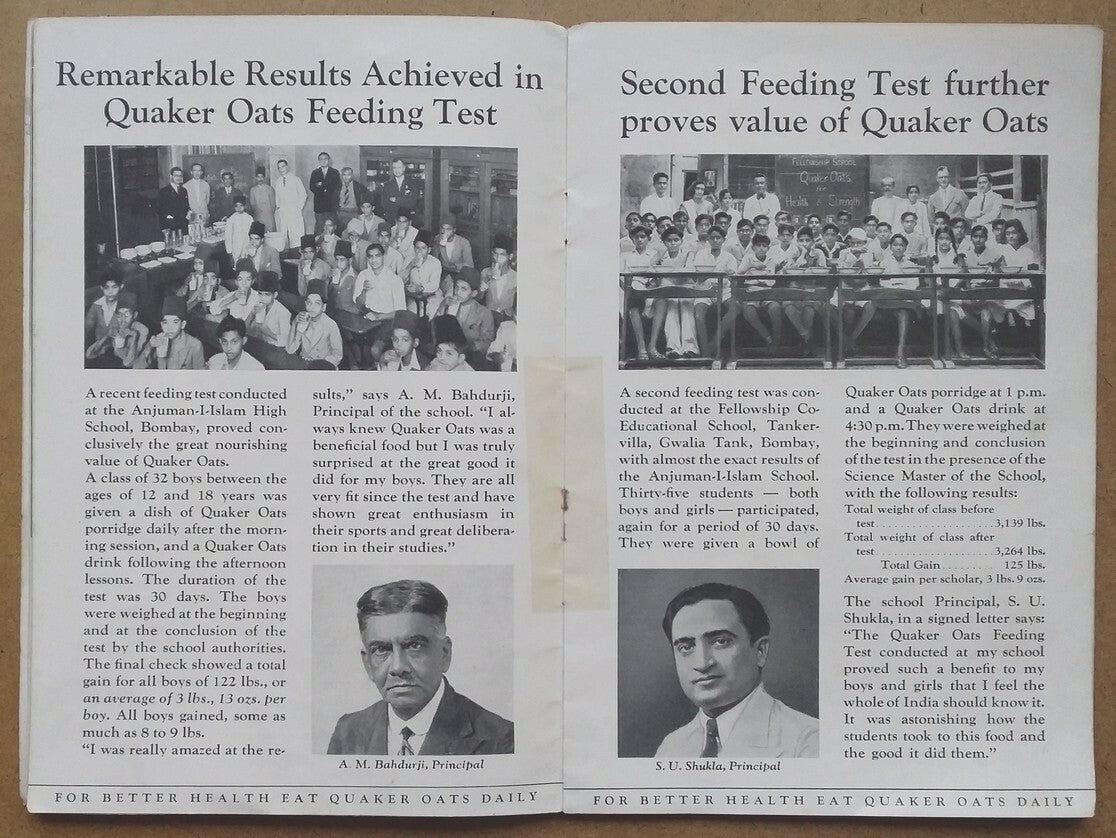 India 1930s Quaker Oats promotional booklet Cricket etc. SPORTS & YOUTH OF INDIA