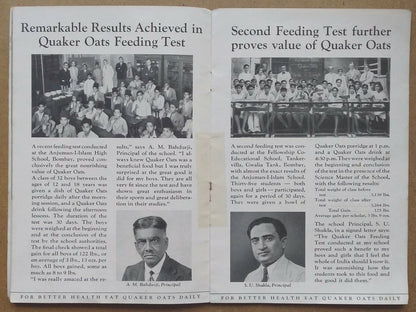 India 1930s Quaker Oats promotional booklet Cricket etc. SPORTS & YOUTH OF INDIA