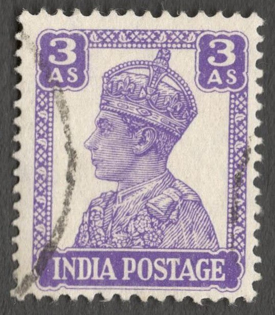 AOP India KGVI 1940-43 3a litho WATERMARK INVERTED used. SG 271aw £50