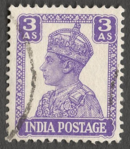 AOP India KGVI 1940-43 3a litho WATERMARK INVERTED used. SG 271aw £50