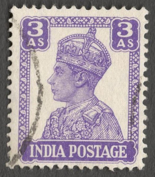 AOP India KGVI 1940-43 3a litho WATERMARK INVERTED used. SG 271aw £50