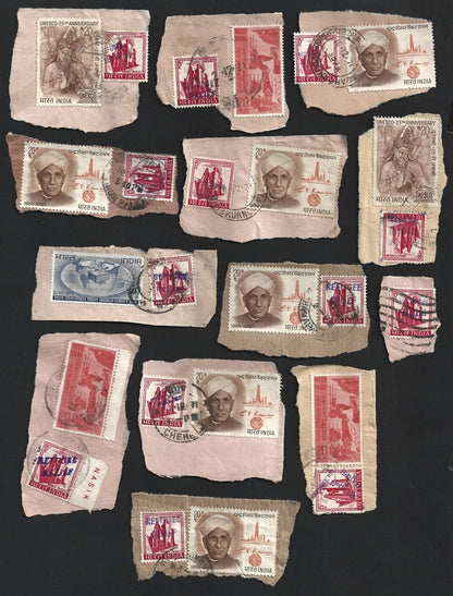 India 1971 Refugee Relief rubberstamp ovpts on pieces 19 pic LARGE COLLECTION