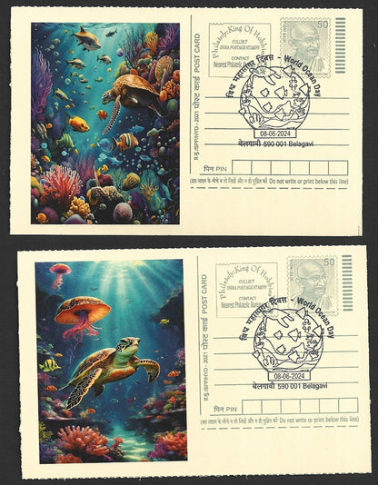 India 2024 World Ocean Day cards TORTOISE & FISH (10)