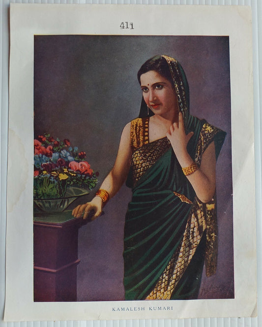 India Bollywood 1930s poster Kamalesh Kumari 9” x 11”