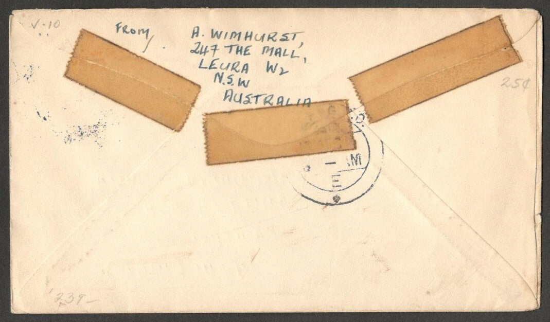 (AOP) Australia 1951 QEII 7 1/2d on FDC to India