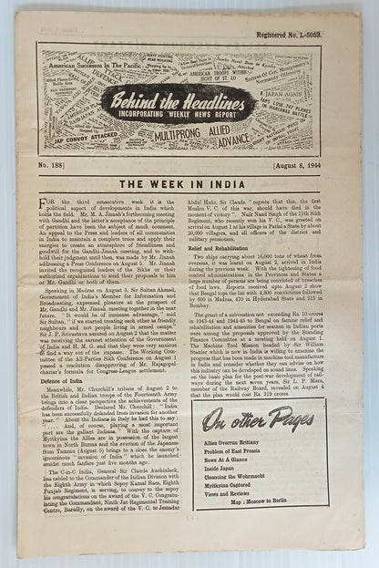 AOP India 1944 WW2 Propaganda rag BEHIND THE HEADLINES DEFENCE OF INDIA 8pgs