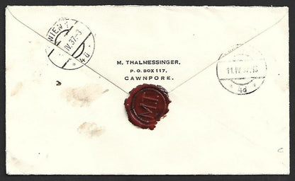 AOP India KGV 1032 6a bistre, etc. on neat registered cover to Austria