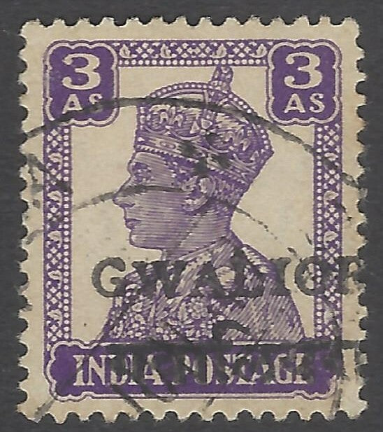 AOP India Gwalior State 1949 Alizah overprint 3a used. SG 133 £35