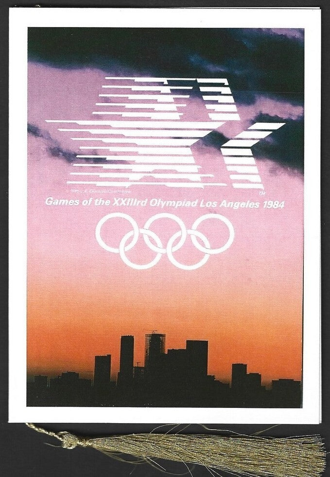 India 2024 Paris Olympics souvenir with 1984 Los Angeles, US Olympics cachet